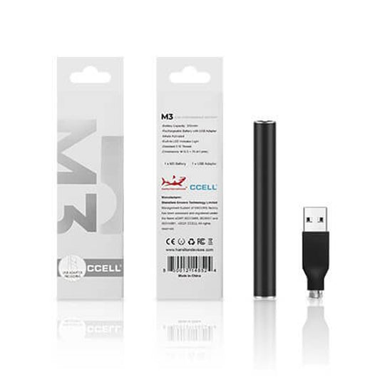 CCELL 510 vape battery with USB charger – twist-on with LED indicator