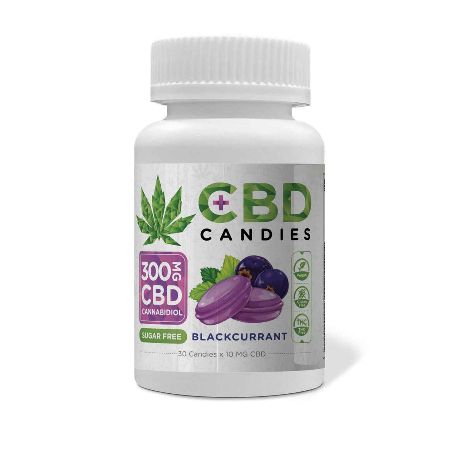 Euphoria CBD Candies – 300mg bottle – 30 x 10mg sugar-free hard sweets – Blackcurrant or Lemon & Herbs