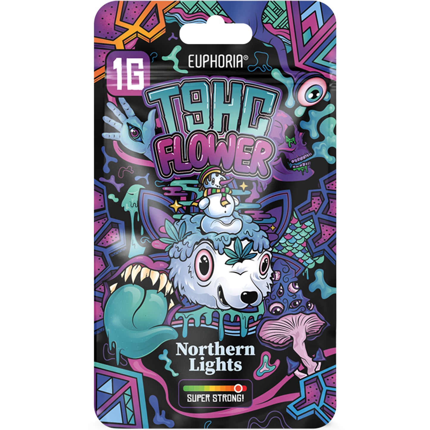 T9HC Northern Lights flower – rich green hemp nugs with earthy pine terpenes, infused with 95% T9HC and full-spectrum cannabinoids.