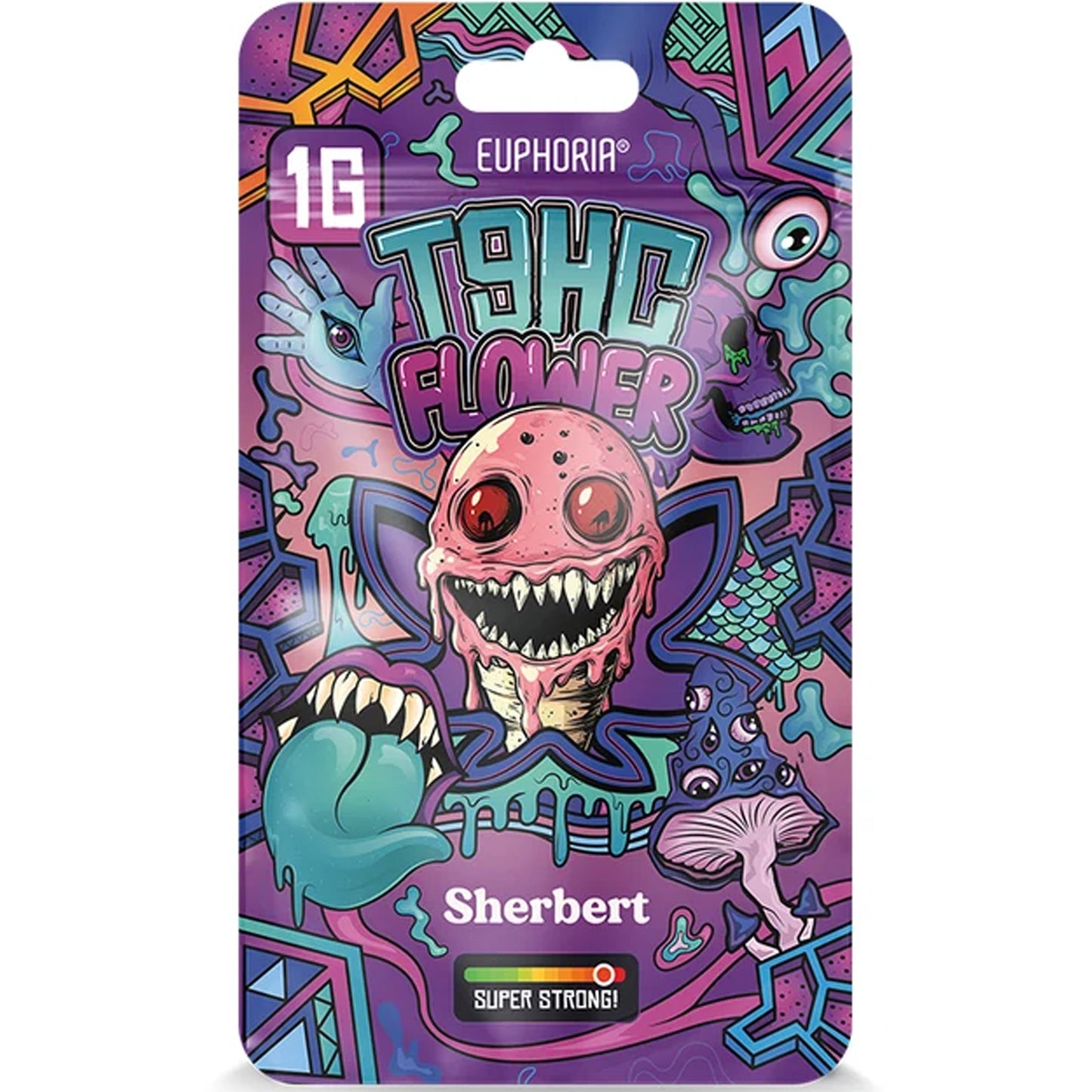 T9HC Sherbert flower – fruity, sweet hemp buds with sherbet-forward aroma, infused with 95% T9HC and balanced full-spectrum cannabinoids.