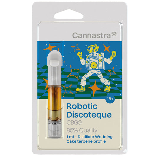 Robotic Discoteque cart 🎧 CBG9 vape with Wedding Cake terps – Cannastra 1ml