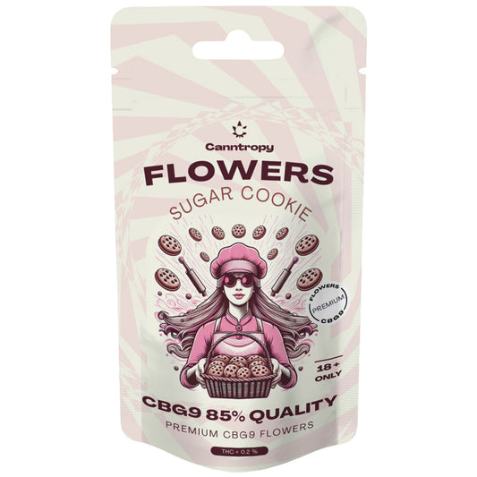 Canntropy CBG9 Flower – 1g – infused hemp buds – Sugar Cookie or Tigers Blood – light calm and clear focus