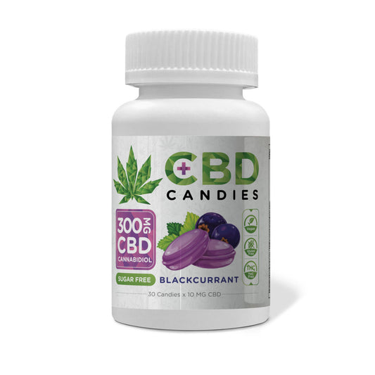 Euphoria CBD Candies – 300mg bottle – 30 x 10mg sugar-free hard sweets – Blackcurrant or Lemon & Herbs
