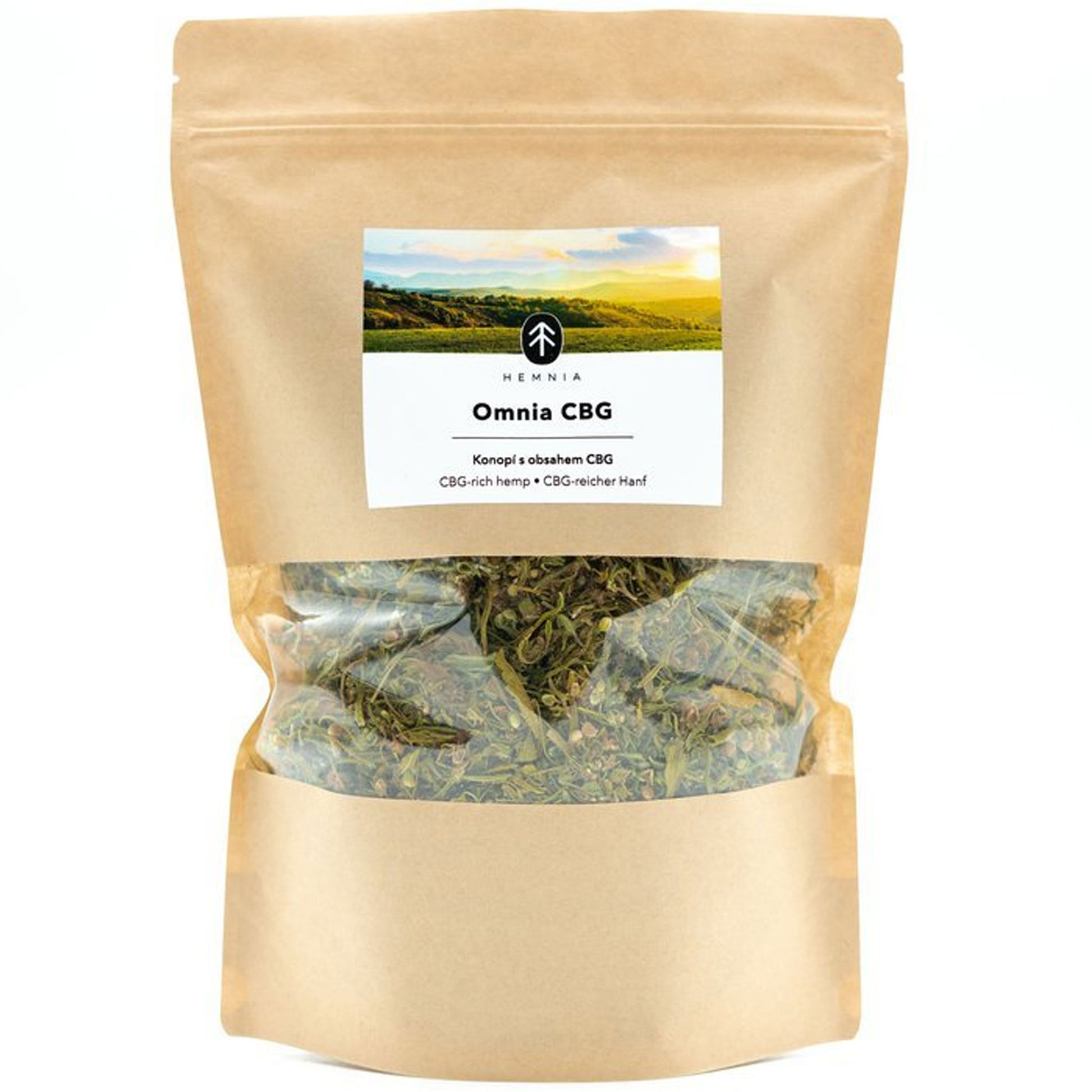 Hemnia OMNIA CBG hemp filler – 50g – crushed Santhica flowers – mellow, grounding, herbal base