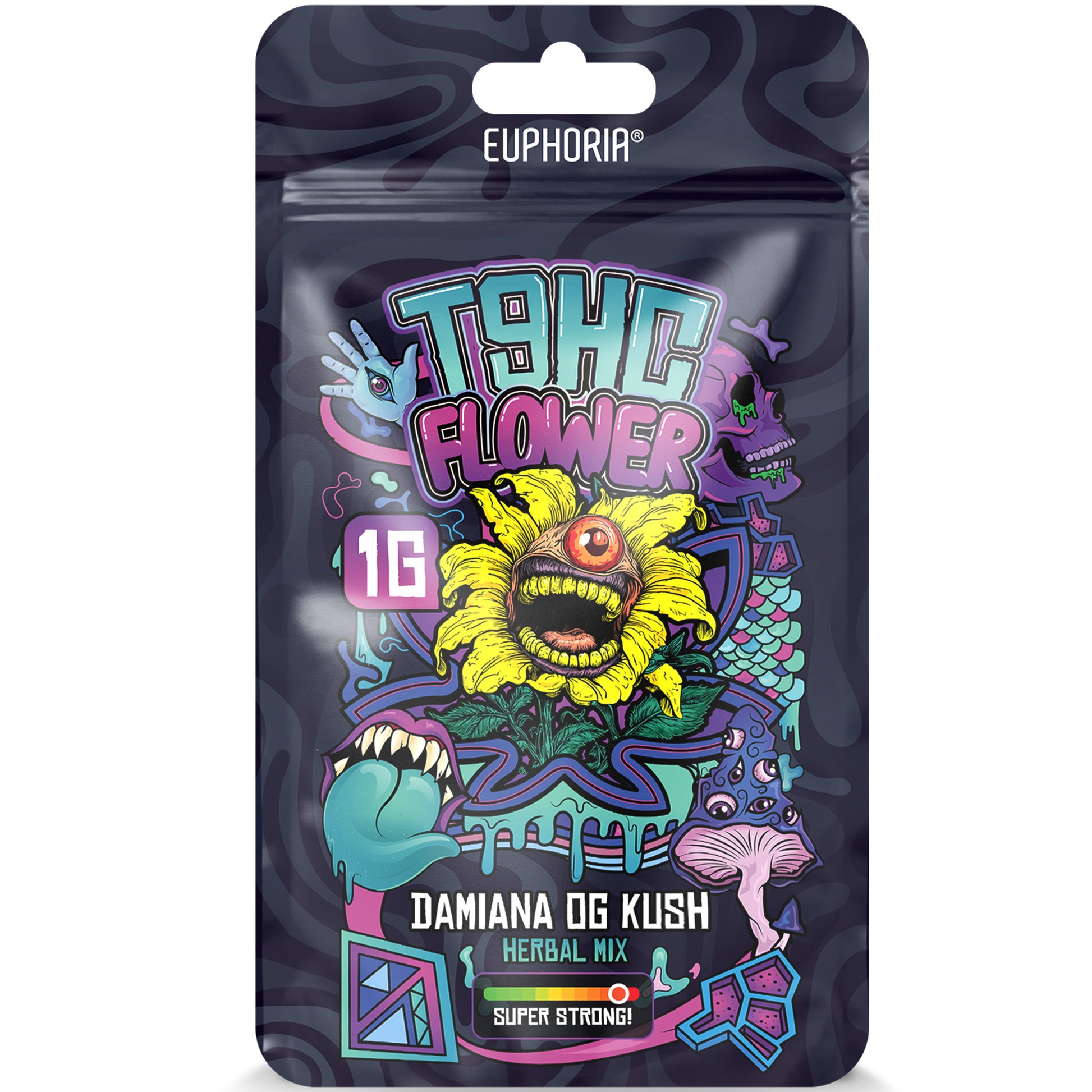 Euphoria T9HC Herbal Mix – Damiana OG Kush – 1g – infused greenhouse flower with earthy-kush aroma and smooth body-mind effect