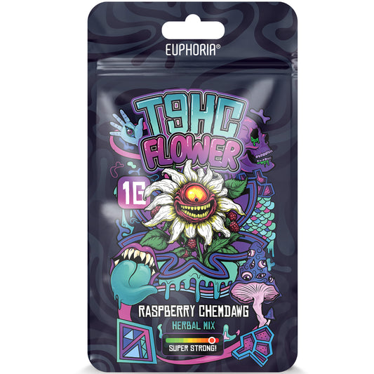 Euphoria T9HC Herbal Mix – Raspberry Chemdawg – 1g – fruity skunk aroma with smooth 1g lift
