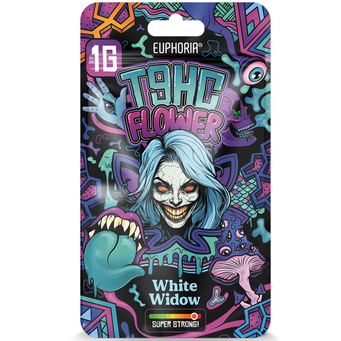 T9HC White Widow flower – dense greenhouse hemp buds with citrus-metallic aroma, infused with 95% T9HC and full-spectrum cannabinoids.