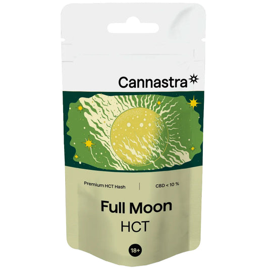 Cannastra HCT Hash – Full Moon, 10% HCT infused, fruity raspberry terpenes, 1g–100g. UK legal, lab-tested | Vibe Supply