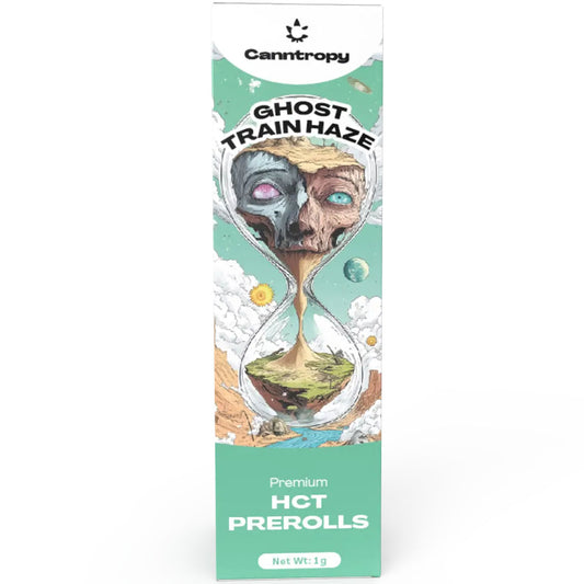 Canntropy HCT Preroll – Ghost Train Haze 1g, infused with 15% HCT. Premium hemp preroll, UK legal & lab-tested | Vibe Supply