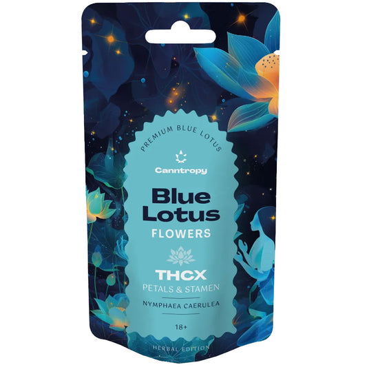 Canntropy THCX Blue Lotus Flower – 5% THCX infused, 3g pack. Sacred Nymphaea Caerulea, UK legal, lab-tested | Vibe Supply