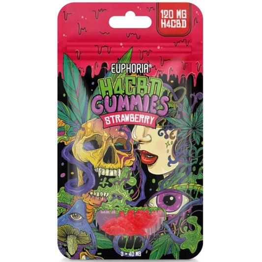 Euphoria H4CBD Gummies – Strawberry flavour, 3×40 mg (120 mg total). UK legal, lab-tested | Vibe Supply