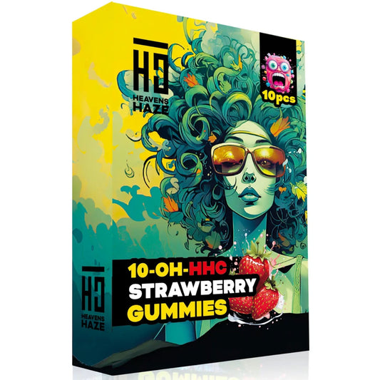 Heavens Haze 10-OH-HHC Gummies – Strawberry flavour, 10×40 mg (400 mg total). UK legal, lab-tested | Vibe Supply